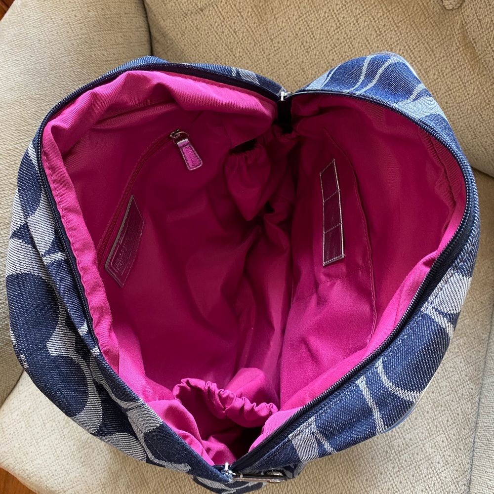 Coach Poppy Signature Denim/Silver Backpack - Picture 8 of 11